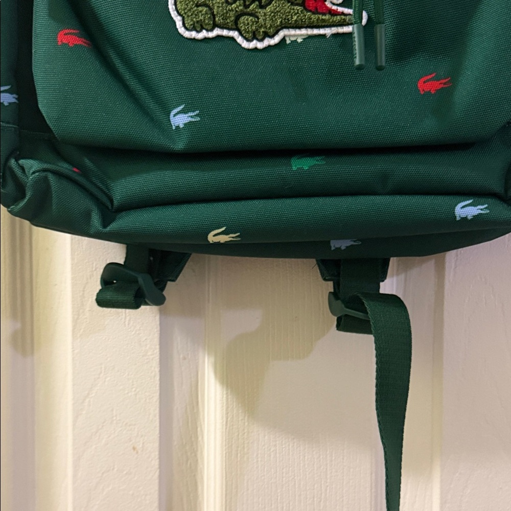 Lacoste Forest Green Backpack with Multicolor Croc Embroidery - Picture 4 of 14